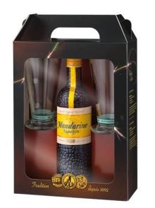 Ликер Мандарин Наполеон 0.5л в подарочной коробке + 2 бокала