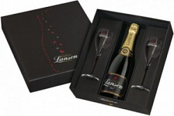  Шампанское Lanson Блэк Лэйбл Брют 0,75л в подарочной коробке с 2 бокалами