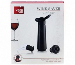 Набор для хранения вина Vacu Vin стальной - помпа, 2 пробки 2 дропстоперы