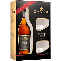 Коньяк Камю ВСОП Элеган 0,7 л в подарочной коробке c 2-мя бокалами