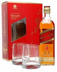 Виски Джонни Уокер Ред Лейбл в коробке +2 стакана 0,7 л
