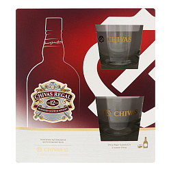 Виски Чивас Ригал 12 лет в подарочной коробке 0,7л + 2 бокала