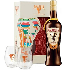 Ликер Амарула Марула Фрут и Крем 0,7л в подарочной коробке с 2 бокалами