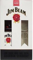 Бурбон Джим Бим 0,7л с двумя бокалами в подарочной коробке