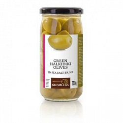 Оливки зеленые Оливелас Грин с косточкой 370 г стекло