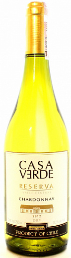  Вино Каса Верде Резерва Шардоне белое сухое 0,75л