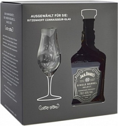 Виски Джек Дэниэлс Сигнл Баррел 0,7 л с бокалом в подарочной коробке