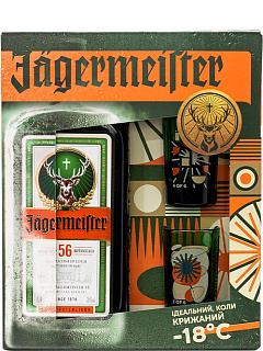 Настойка Егермейстер в подарочной коробке + 2 бокала 0,7л
