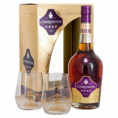 Коньяк Курвуазье ВСОП 0.7л в подарочной коробке с 2 бокалами