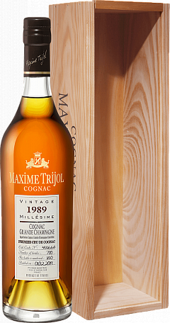 Коньяк Максим Трижоль Гранд Шампань Премье Крю Винтаж 1989г 0,7 л в подарочной коробке