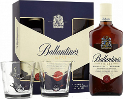 Виски Баллантайнс Файнест + 2 бокала в подарочной коробке 0,7 л