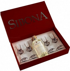 Граппа Сибона Покер ди Неббиоло 0,5л с 4-мя бокала